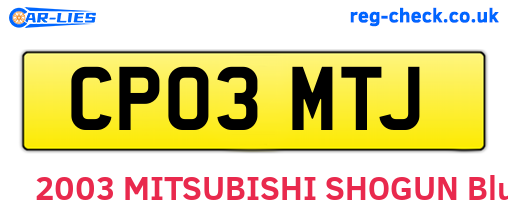 CP03MTJ are the vehicle registration plates.