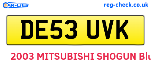 DE53UVK are the vehicle registration plates.