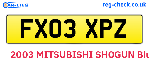 FX03XPZ are the vehicle registration plates.