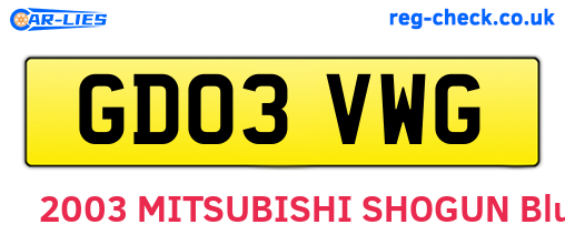 GD03VWG are the vehicle registration plates.