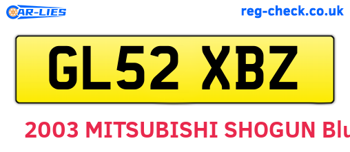 GL52XBZ are the vehicle registration plates.
