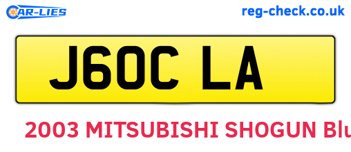 J60CLA are the vehicle registration plates.