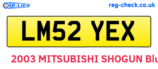 LM52YEX are the vehicle registration plates.