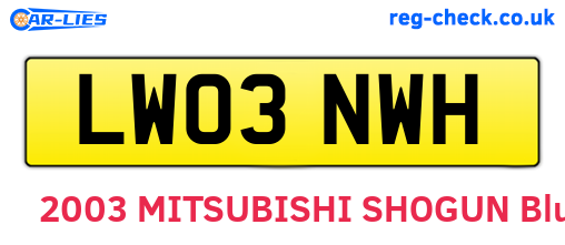 LW03NWH are the vehicle registration plates.