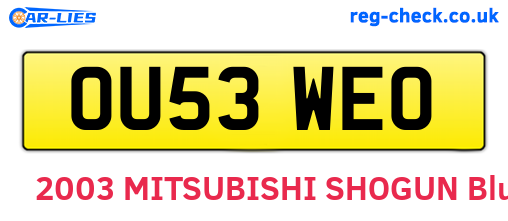 OU53WEO are the vehicle registration plates.