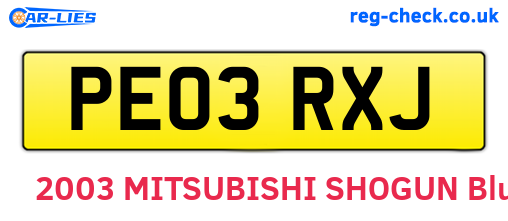 PE03RXJ are the vehicle registration plates.