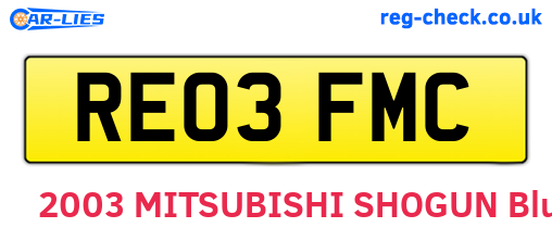 RE03FMC are the vehicle registration plates.