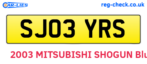 SJ03YRS are the vehicle registration plates.