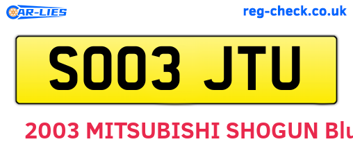 SO03JTU are the vehicle registration plates.