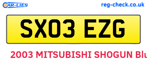 SX03EZG are the vehicle registration plates.