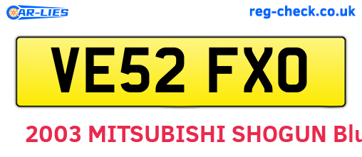 VE52FXO are the vehicle registration plates.