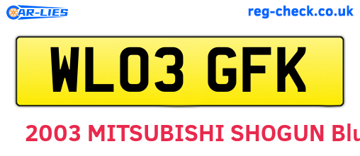 WL03GFK are the vehicle registration plates.