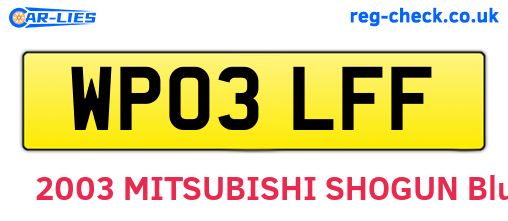 WP03LFF are the vehicle registration plates.