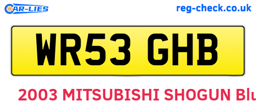 WR53GHB are the vehicle registration plates.