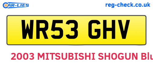 WR53GHV are the vehicle registration plates.