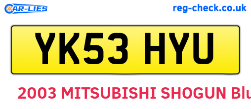 YK53HYU are the vehicle registration plates.