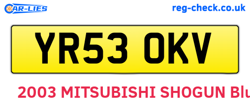 YR53OKV are the vehicle registration plates.