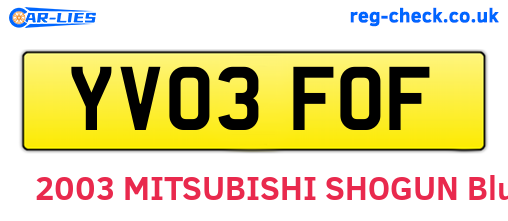 YV03FOF are the vehicle registration plates.