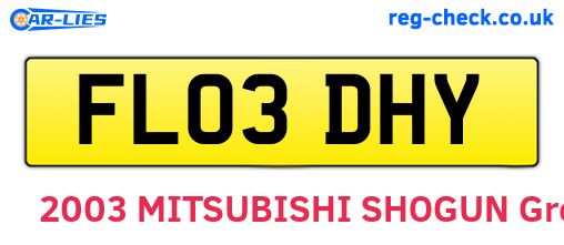 FL03DHY are the vehicle registration plates.