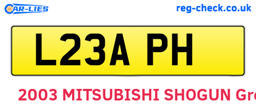 L23APH are the vehicle registration plates.