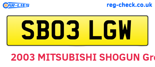 SB03LGW are the vehicle registration plates.