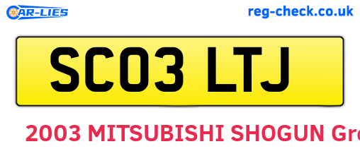 SC03LTJ are the vehicle registration plates.