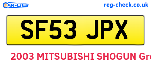SF53JPX are the vehicle registration plates.