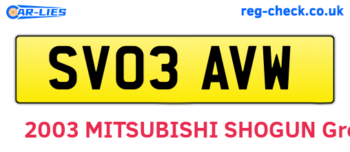 SV03AVW are the vehicle registration plates.