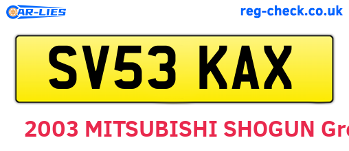 SV53KAX are the vehicle registration plates.