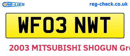 WF03NWT are the vehicle registration plates.