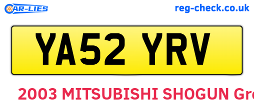 YA52YRV are the vehicle registration plates.