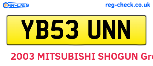 YB53UNN are the vehicle registration plates.