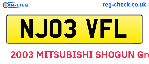 NJ03VFL are the vehicle registration plates.