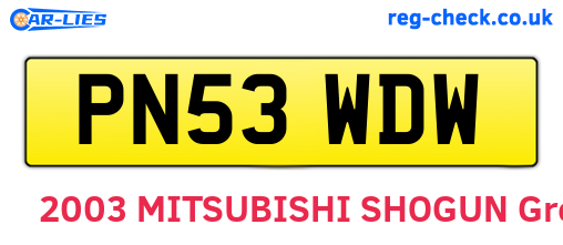 PN53WDW are the vehicle registration plates.