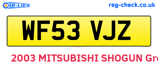 WF53VJZ are the vehicle registration plates.
