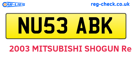 NU53ABK are the vehicle registration plates.