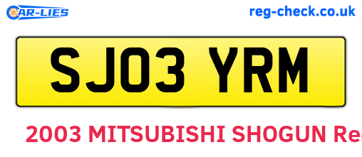 SJ03YRM are the vehicle registration plates.