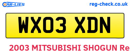 WX03XDN are the vehicle registration plates.