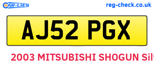 AJ52PGX are the vehicle registration plates.