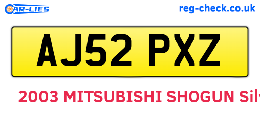 AJ52PXZ are the vehicle registration plates.