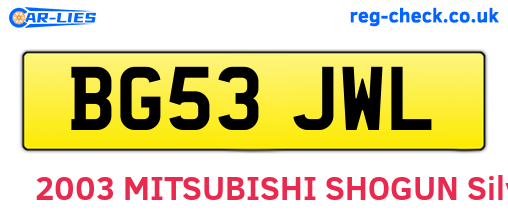 BG53JWL are the vehicle registration plates.