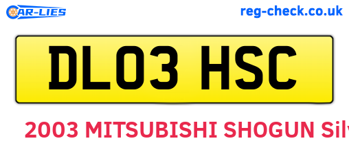 DL03HSC are the vehicle registration plates.