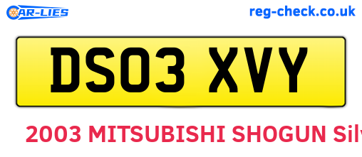 DS03XVY are the vehicle registration plates.