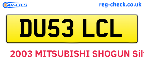 DU53LCL are the vehicle registration plates.