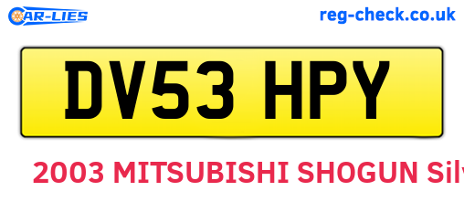 DV53HPY are the vehicle registration plates.