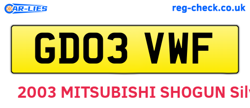GD03VWF are the vehicle registration plates.