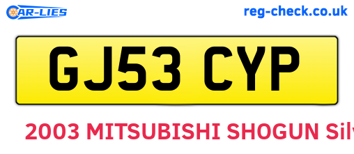 GJ53CYP are the vehicle registration plates.