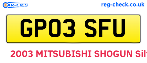 GP03SFU are the vehicle registration plates.