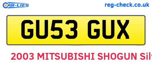 GU53GUX are the vehicle registration plates.