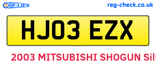 HJ03EZX are the vehicle registration plates.